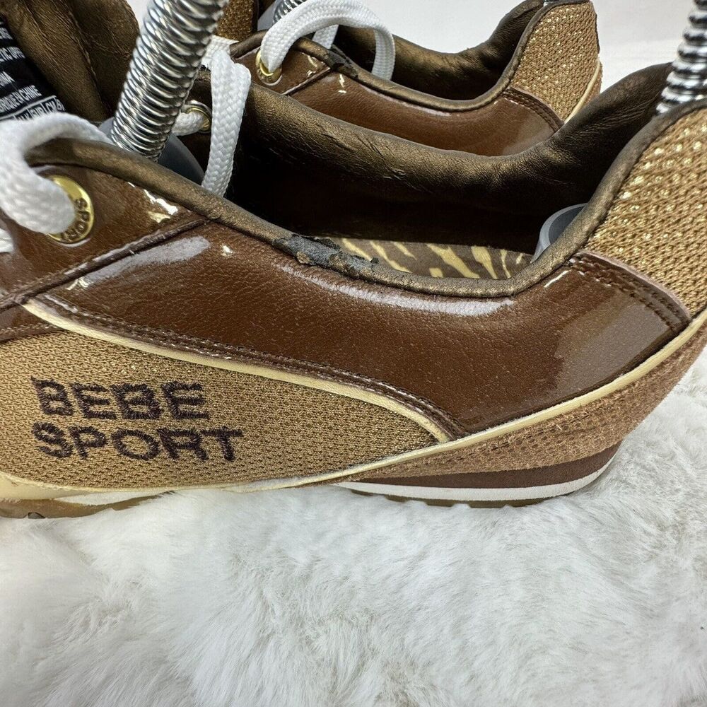 Women’s BEBE Sport Gym Shoes Brown/Gold Leather/Synthetic Upper Size 8 - Picture 8 of 12